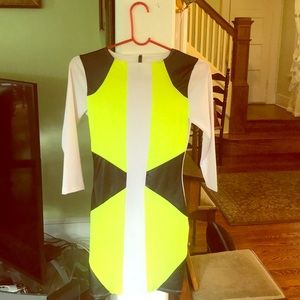 Neon Yellow, Black & White Club Dress